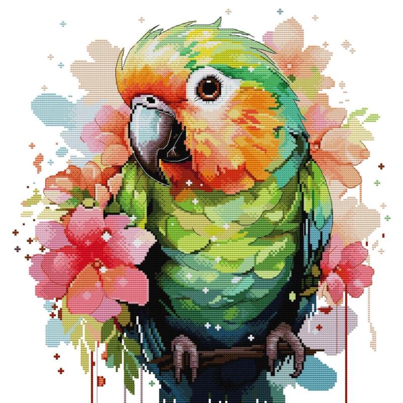 Cotton Embroidery Thread Skeins - Bird Patterns Parrot Cross Stitch Kit