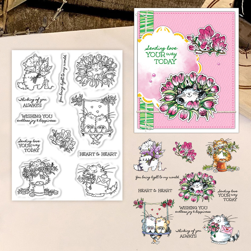 Suncraft Cute Kitty Cats And F - Clear Silicone Stamps For Card Making review and price