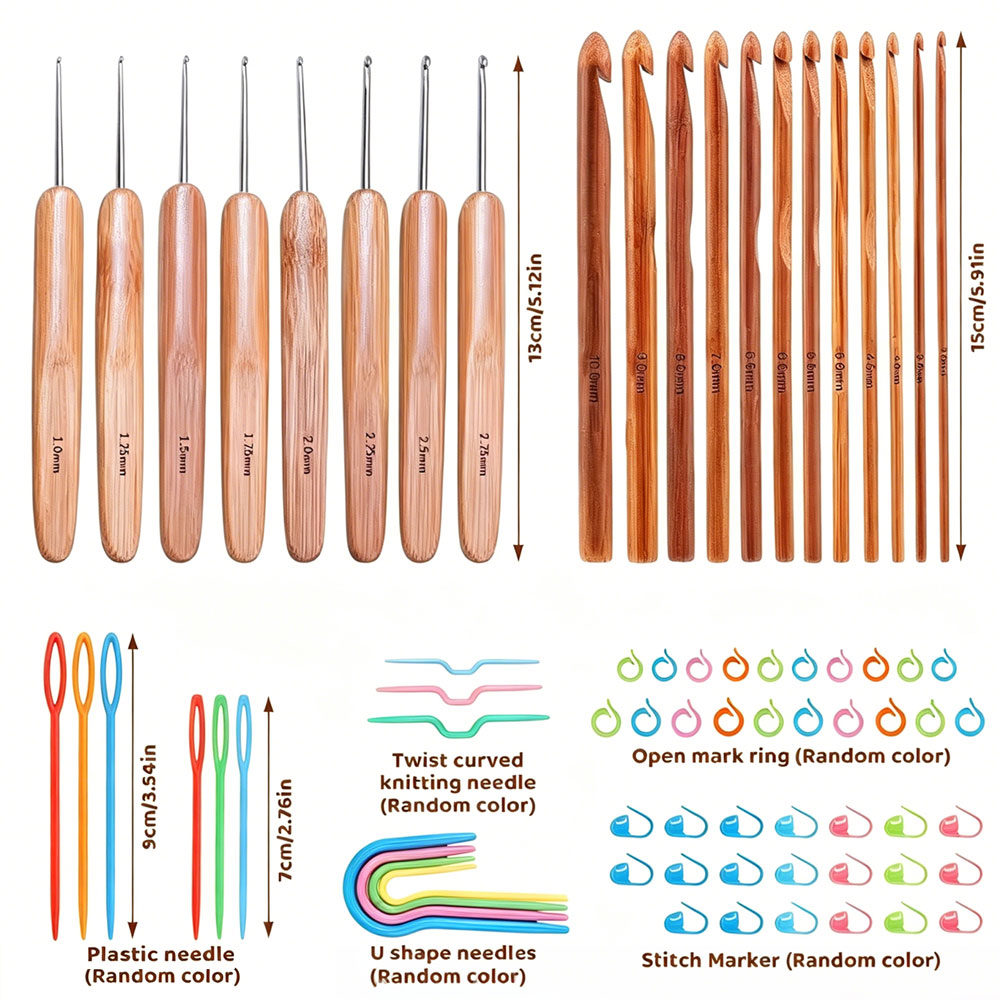 74pcs Bamboo Crochet Hooks Set - Craft Tools review and price