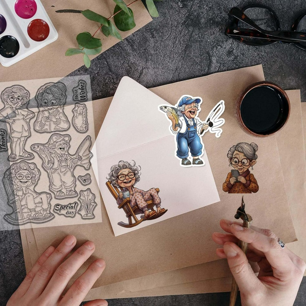 Smiling Old Lady Clear Stamps  - Clear Silicone Stamps For Card Making review and price