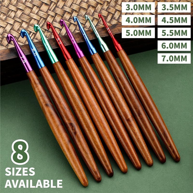 AB34-Aluminum Crochet Hooks Wi - Wooden Crochet Hooks Ergonomic Handle review and price