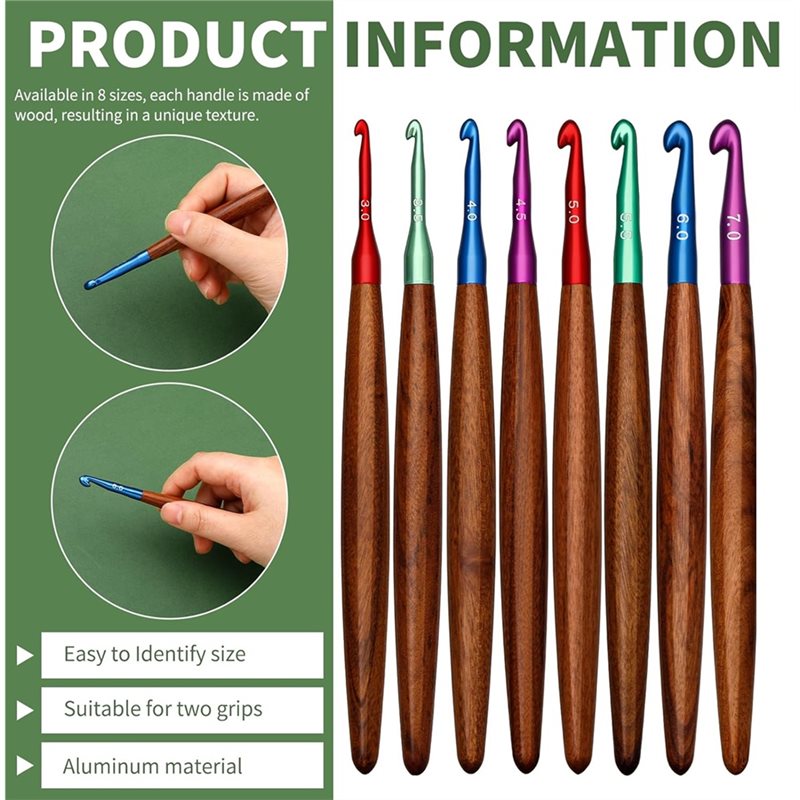AB34-Aluminum Crochet Hooks Wi - Wooden Crochet Hooks Ergonomic Handle review and price