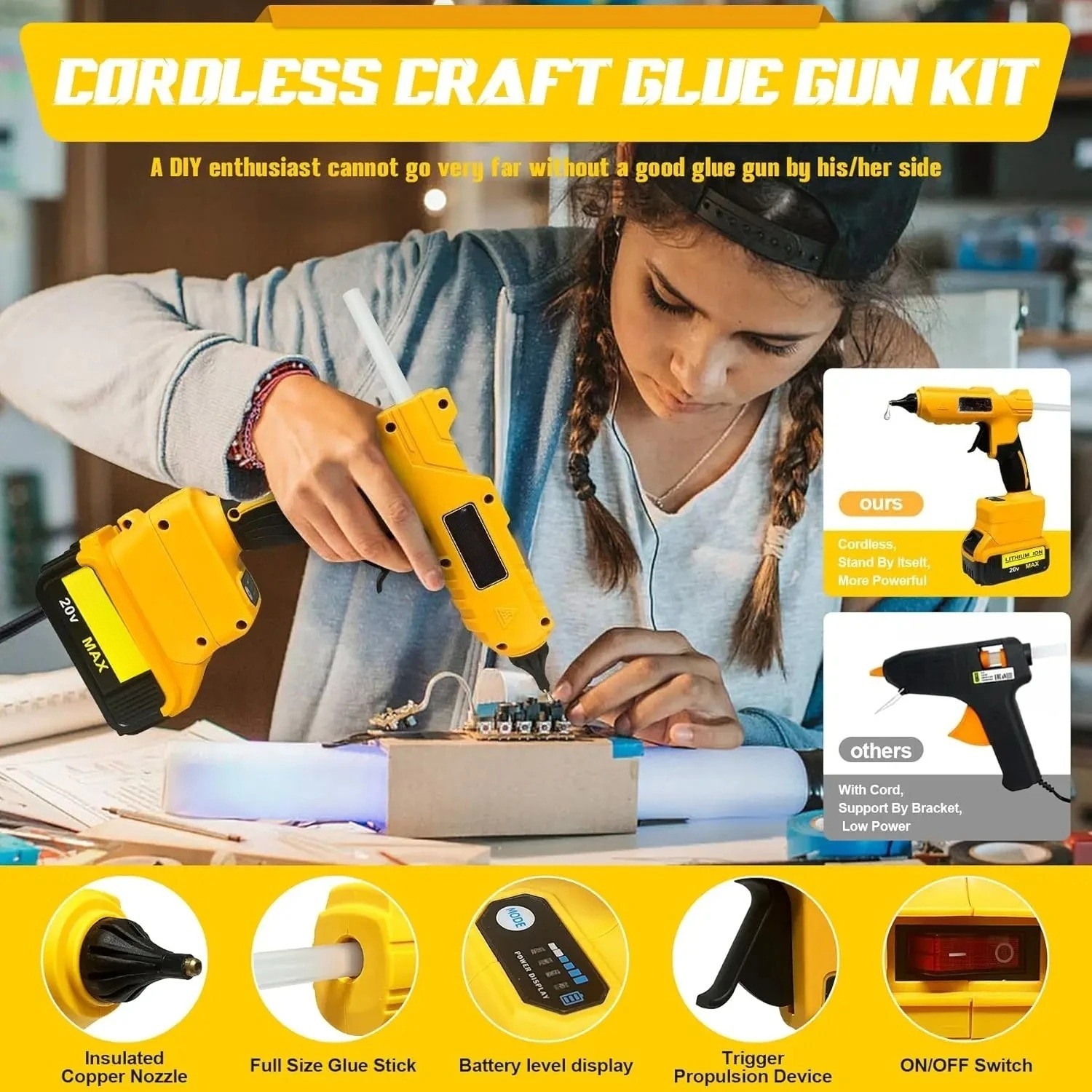 Cordless Electric Handheld Hot - Hot Melt Glue Gun Cordless review and price